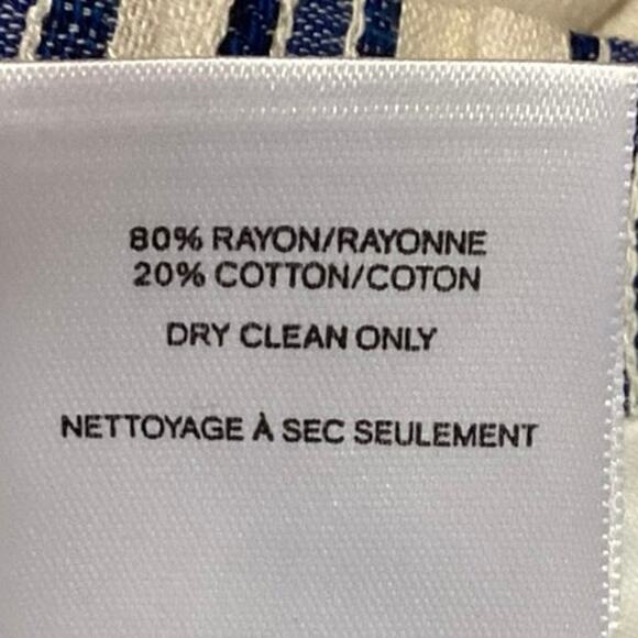 Express Blue White Stripe Ruffle High Rise Straight Leg Paperbag Trouser Pants 2 - Picture 6 of 7